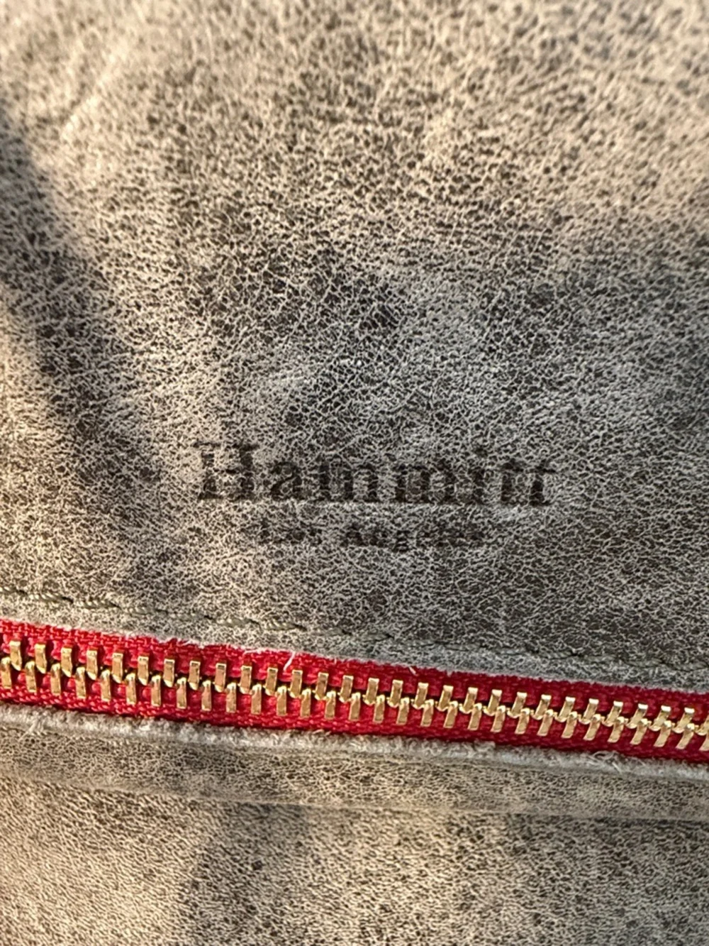 Hammitt Gray Suede Crossbody with Red Zip and Gold Hardware - Picture 2 of 11
